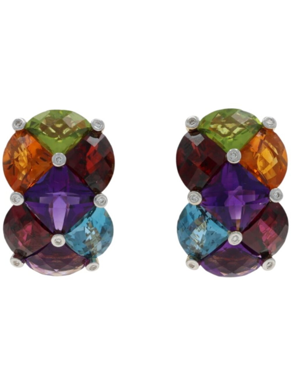 Bellarri Amethyst Citrine Peridot Drop Earrings Yellow Gold 18k 14.98ctw Quilted
